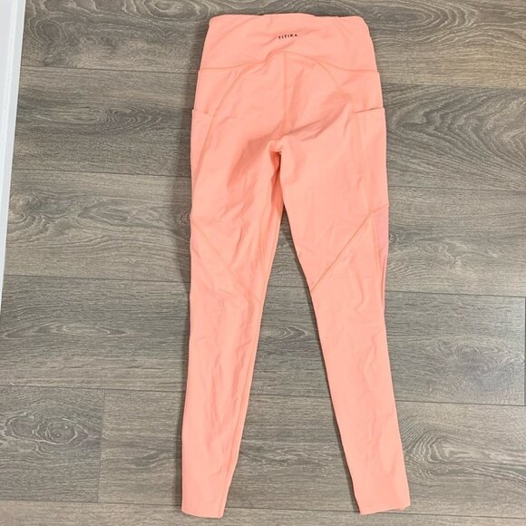 Titika Women’s Compress Mesh Leggings Cropped Orange Peach High Rise Waist XS - Picture 13 of 14